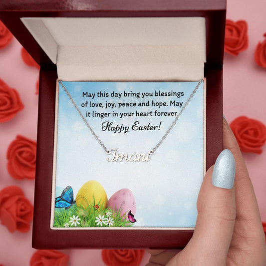Happy Easter Personalized Name Necklace - Mallard Moon Gift Shop