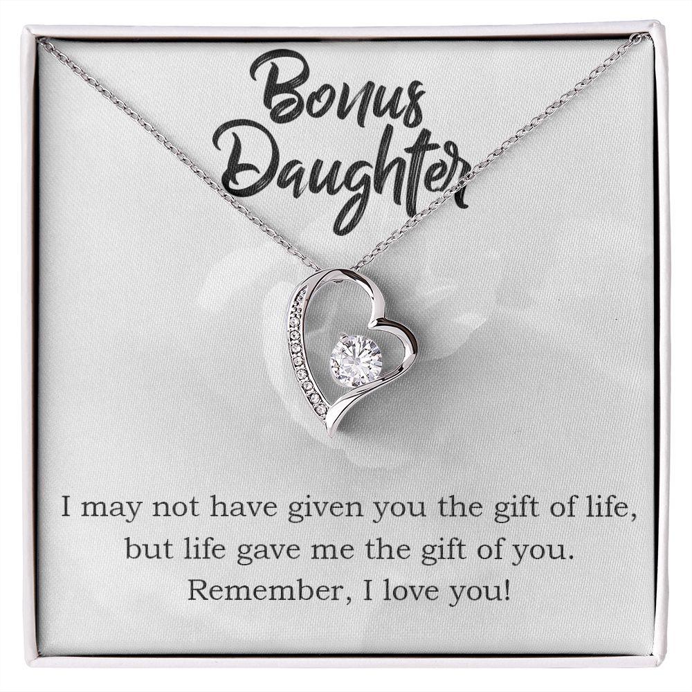 Bonus Daughter Gift of Life Forever Love Heart Pendant Necklace Message Card Gift Box - Mallard Moon Gift Shop