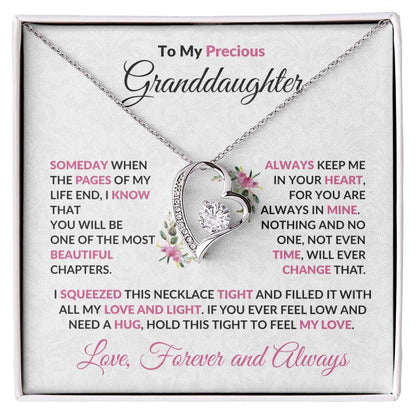 To My Precious Granddaughter Forever Love Heart Pendant Necklace - Mallard Moon Gift Shop