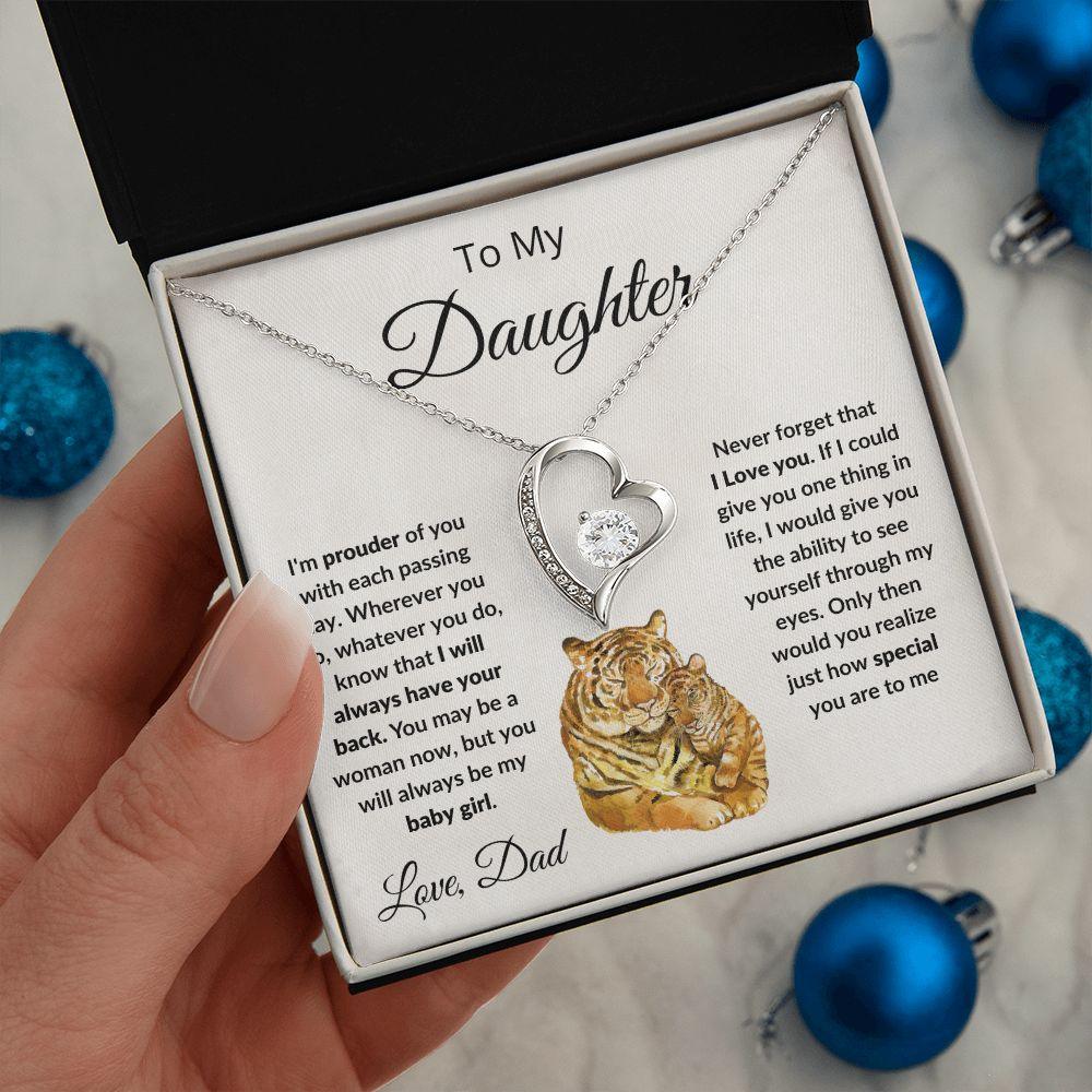 To My Daughter Love Proud Dad Heart Pendant Necklace - Mallard Moon Gift Shop