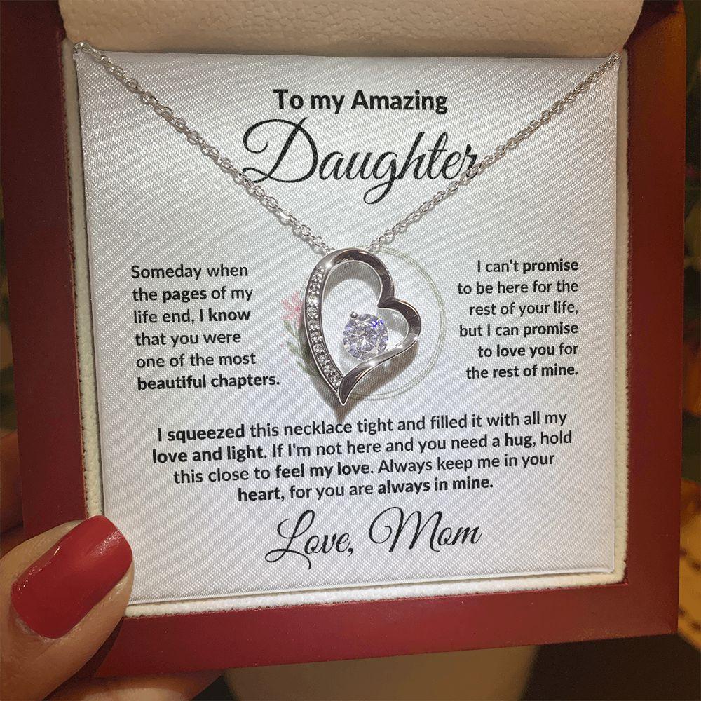 To My Amazing Daughter - I Promise - Forever Love Heart Necklace with Message Card and Gift Box - Mallard Moon Gift Shop