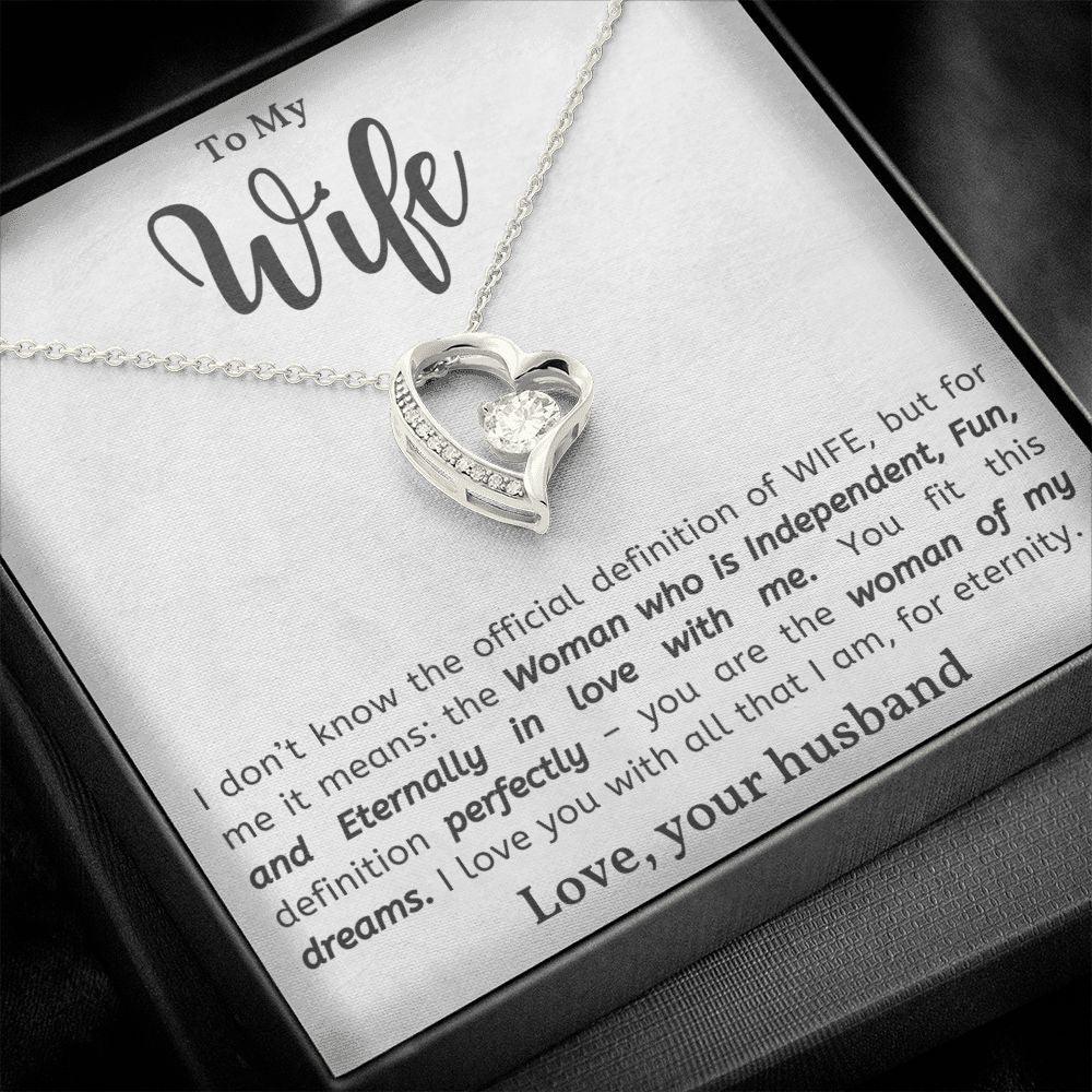 To My Wife - Woman of My Dreams - Forever Love Heart Pendant Necklace - Mallard Moon Gift Shop