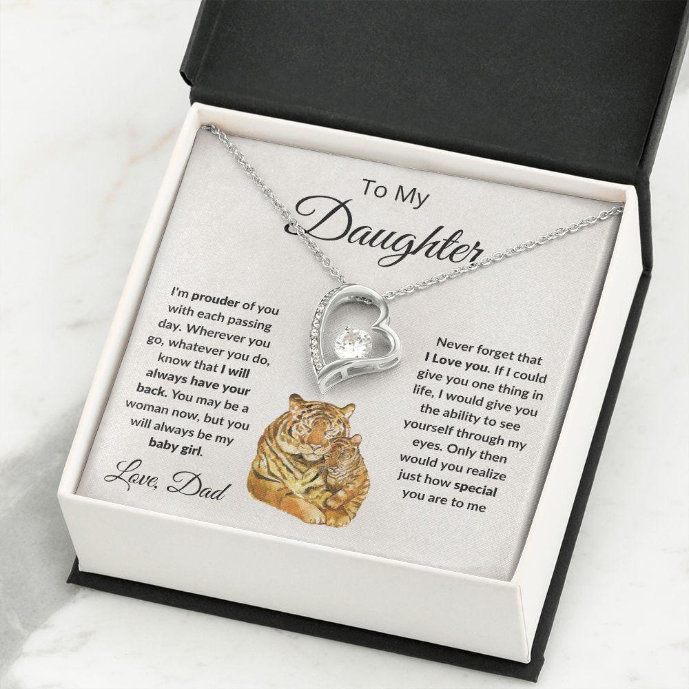 To My Daughter Love Proud Dad Heart Pendant Necklace - Mallard Moon Gift Shop