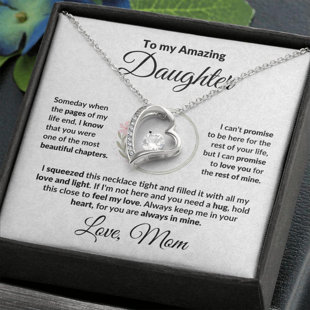 To My Amazing Daughter - I Promise - Forever Love Heart Necklace with Message Card and Gift Box - Mallard Moon Gift Shop