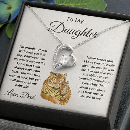 To My Daughter Love Proud Dad Heart Pendant Necklace - Mallard Moon Gift Shop