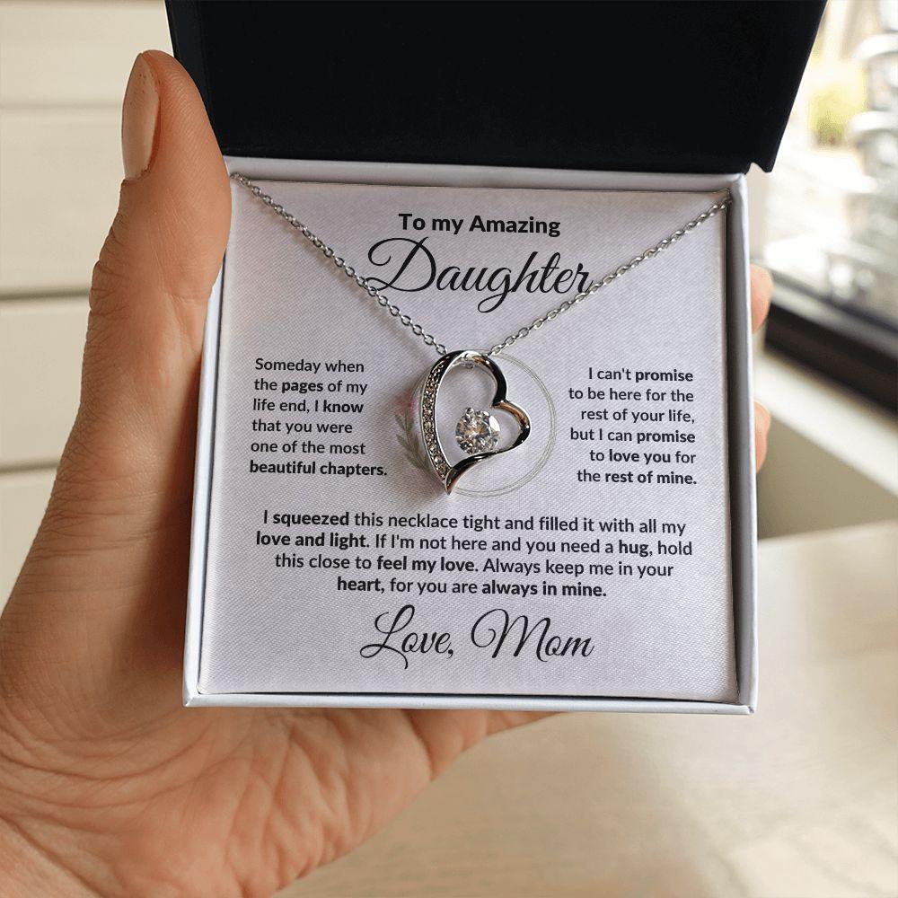 To My Amazing Daughter - I Promise - Forever Love Heart Necklace with Message Card and Gift Box - Mallard Moon Gift Shop