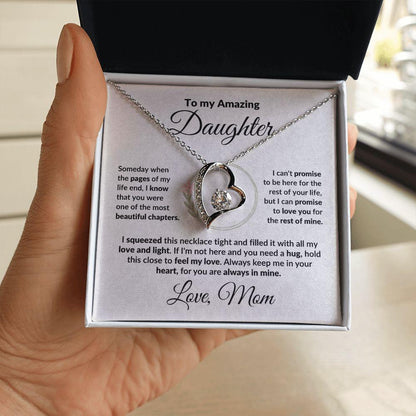 To My Amazing Daughter - I Promise - Forever Love Heart Necklace with Message Card and Gift Box - Mallard Moon Gift Shop