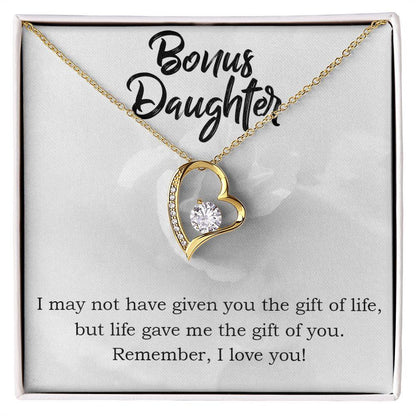 Bonus Daughter Gift of Life Forever Love Heart Pendant Necklace Message Card Gift Box - Mallard Moon Gift Shop