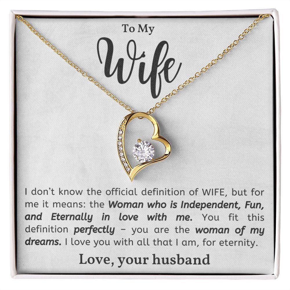 To My Wife - Woman of My Dreams - Forever Love Heart Pendant Necklace - Mallard Moon Gift Shop