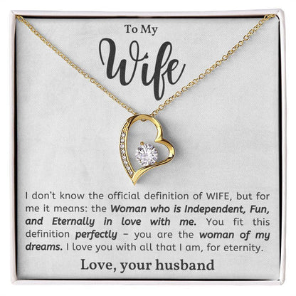 To My Wife - Woman of My Dreams - Forever Love Heart Pendant Necklace - Mallard Moon Gift Shop