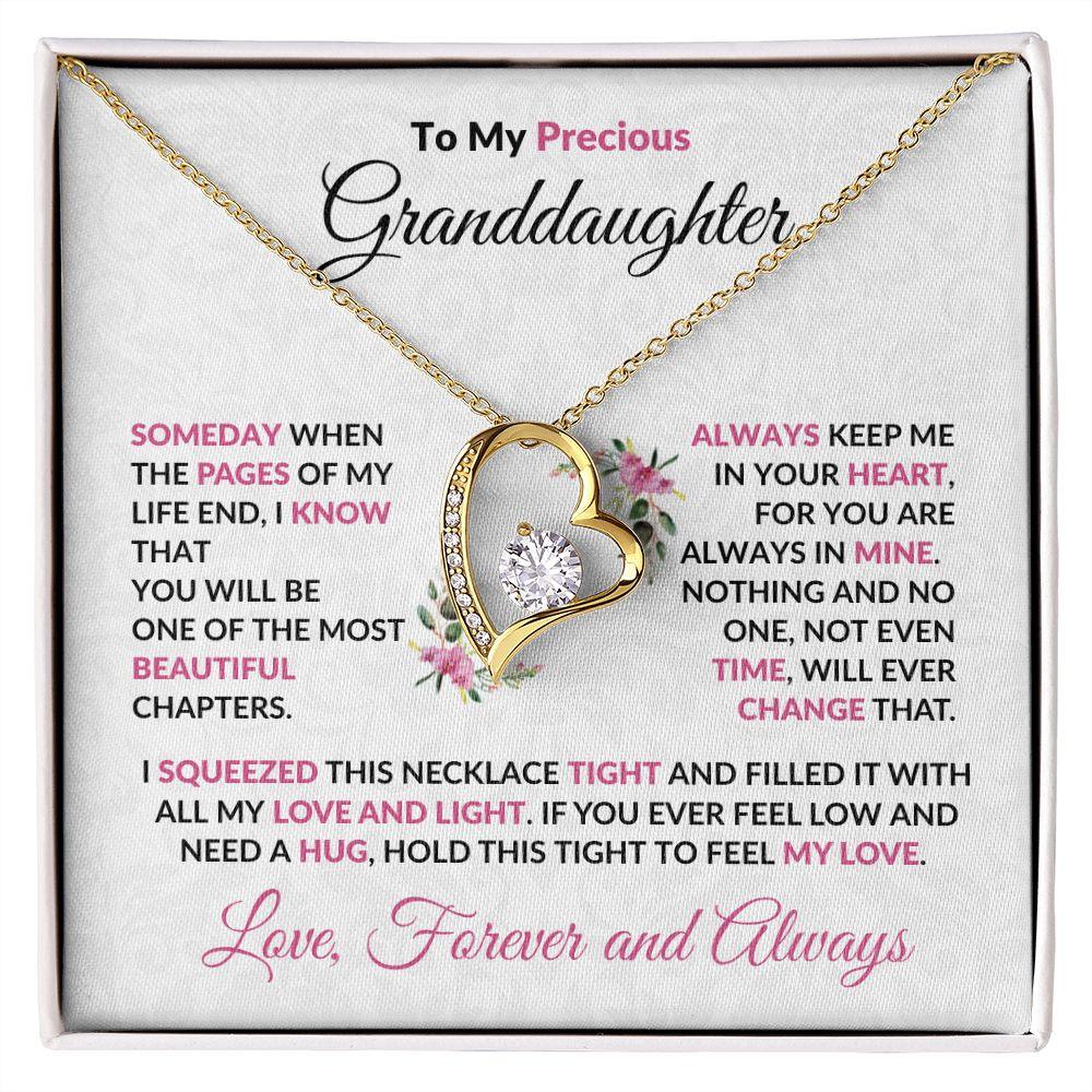 To My Precious Granddaughter Forever Love Heart Pendant Necklace - Mallard Moon Gift Shop