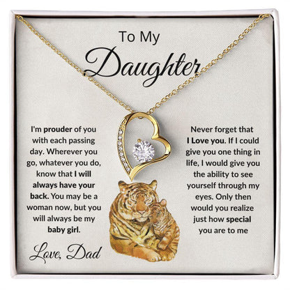 To My Daughter Love Proud Dad Heart Pendant Necklace - Mallard Moon Gift Shop