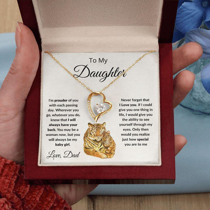 To My Daughter Love Proud Dad Heart Pendant Necklace - Mallard Moon Gift Shop