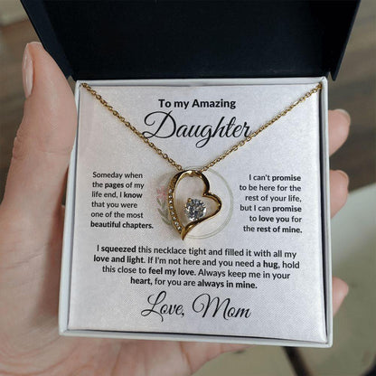 To My Amazing Daughter - I Promise - Forever Love Heart Necklace with Message Card and Gift Box - Mallard Moon Gift Shop