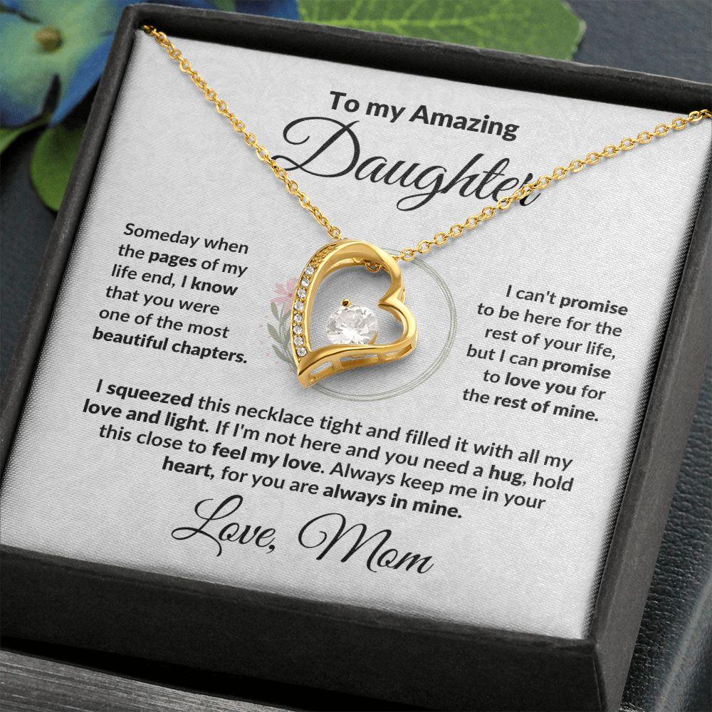 To My Amazing Daughter - I Promise - Forever Love Heart Necklace with Message Card and Gift Box - Mallard Moon Gift Shop