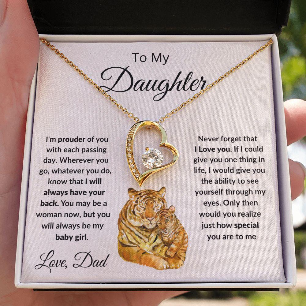 To My Daughter Love Proud Dad Heart Pendant Necklace - Mallard Moon Gift Shop