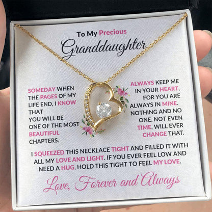 To My Precious Granddaughter Forever Love Heart Pendant Necklace - Mallard Moon Gift Shop
