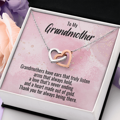 Grandmother Gift Interlocking Heart Pendant Necklace - Mallard Moon Gift Shop