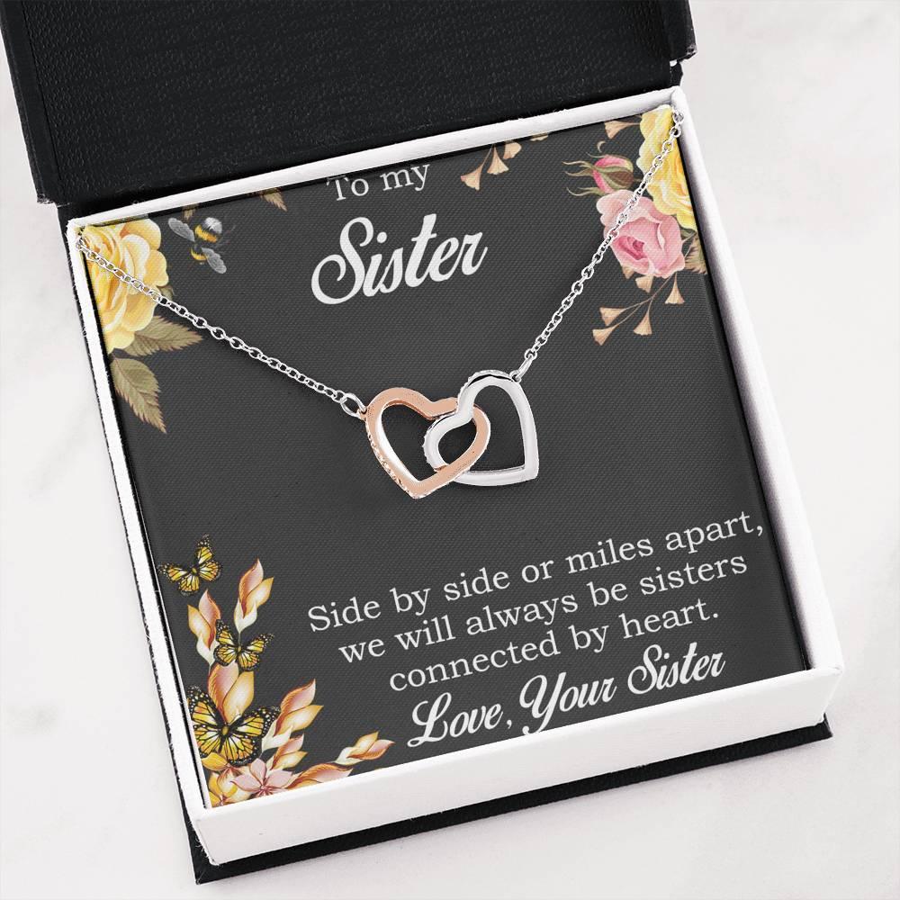 Gift for Sister Gold and Silver Hearts Pendant Necklace with Message Gift Box - Mallard Moon Gift Shop