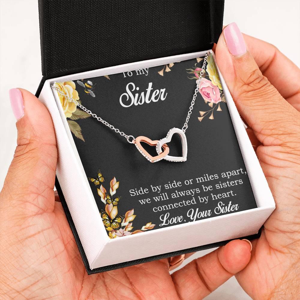 Gift for Sister Gold and Silver Hearts Pendant Necklace with Message Gift Box - Mallard Moon Gift Shop