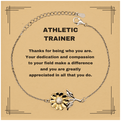 Athletic Trainer Sunflower Bracelet - Thanks for being who you are - Birthday Christmas Jewelry Gifts Coworkers Colleague Boss - Mallard Moon Gift Shop