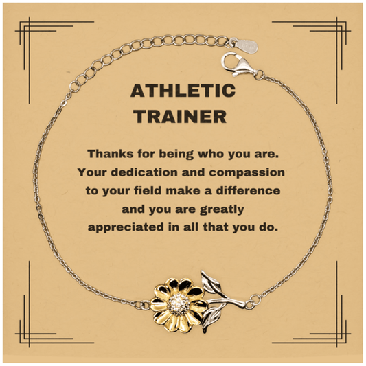 Athletic Trainer Sunflower Bracelet - Thanks for being who you are - Birthday Christmas Jewelry Gifts Coworkers Colleague Boss - Mallard Moon Gift Shop