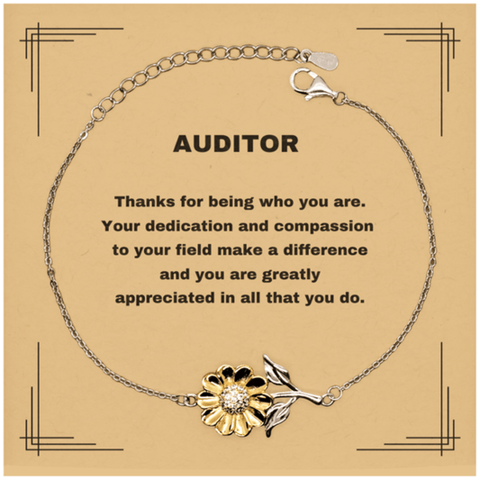 Auditor Sunflower Bracelet - Thanks for being who you are - Birthday Christmas Jewelry Gifts Coworkers Colleague Boss - Mallard Moon Gift Shop