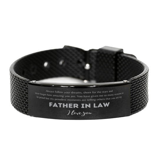 Black Shark Mesh Bracelet for Father In Law Present, Father In Law Always follow your dreams, never forget how amazing you are, Father In Law Birthday Christmas Gifts Jewelry for Girls Boys Teen Men Women - Mallard Moon Gift Shop
