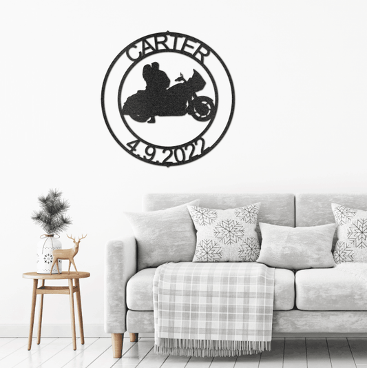 Motorcycle Couple Lovers Custom Metal Art Wall Sign - Mallard Moon Gift Shop