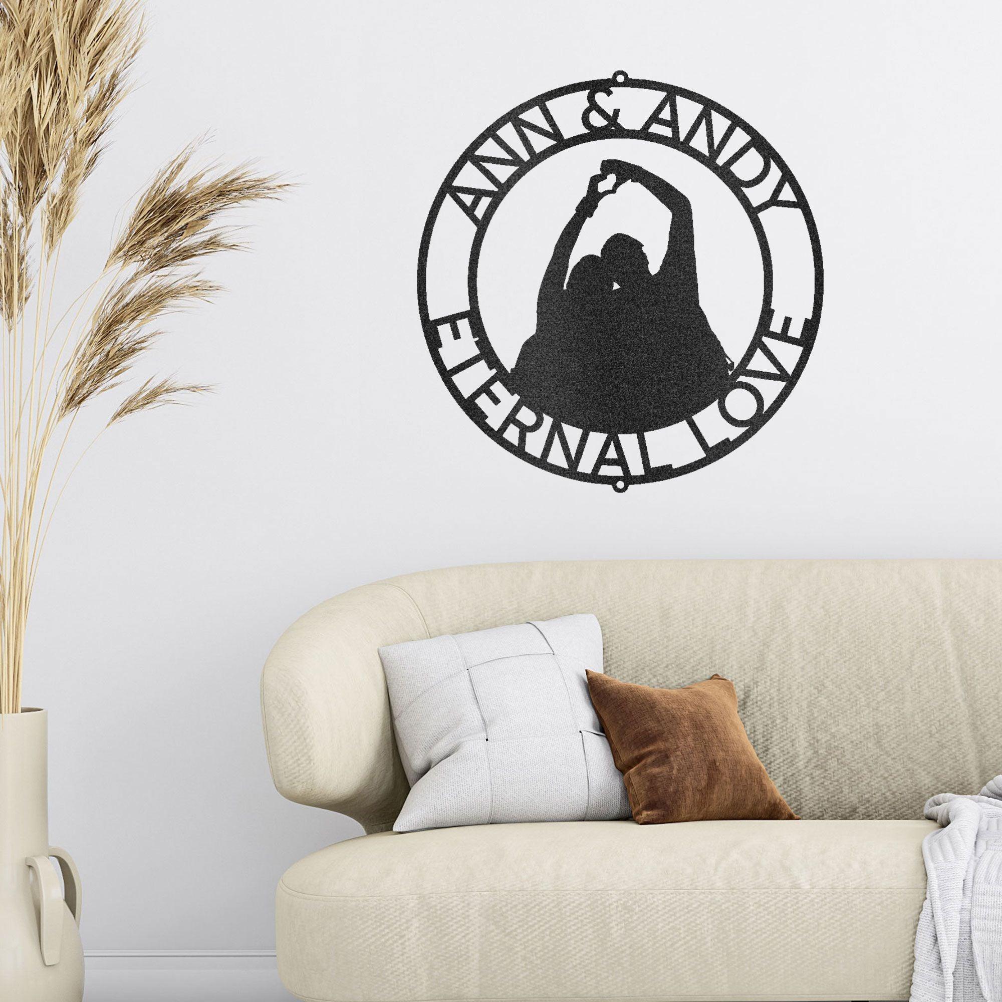 Couple Silhouette Custom Name Steel Wall Sign - Mallard Moon Gift Shop