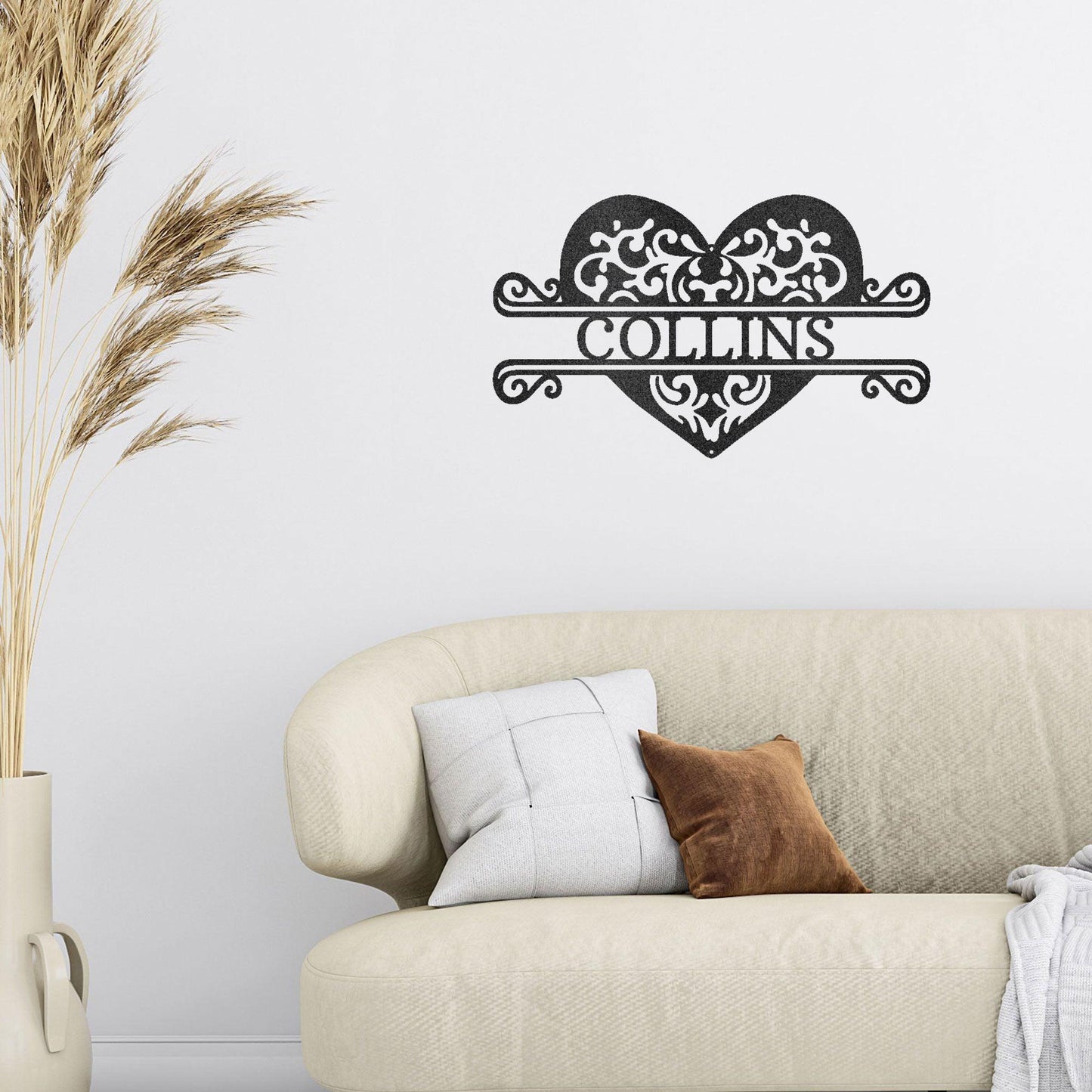 Fancy Heart Custom Name Steel Wall Sign - Mallard Moon Gift Shop