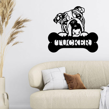 Bulldog Custom Name Metal Art Wall Sign - Mallard Moon Gift Shop