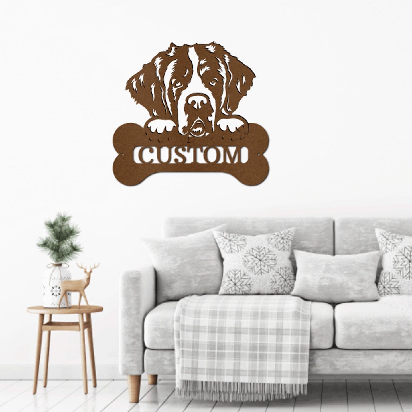 St. Bernard Dog Custom Name Metal Art Wall Sign - Mallard Moon Gift Shop