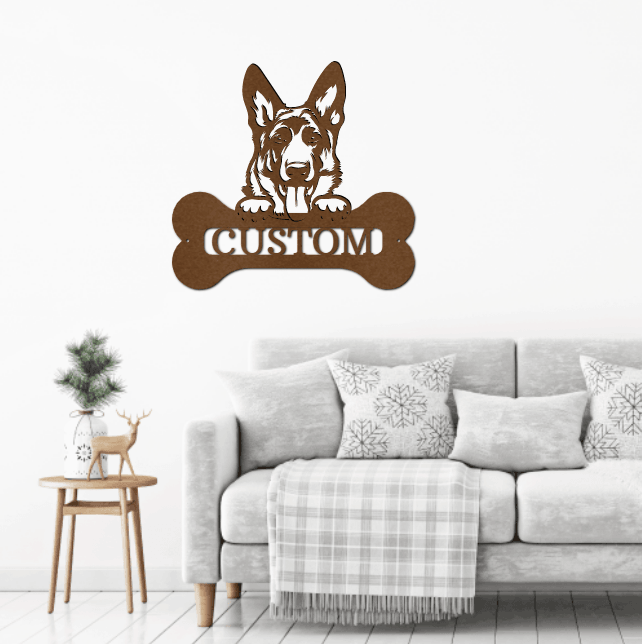 Dog Breed Custom Name Metal Art Wall Sign - Mallard Moon Gift Shop