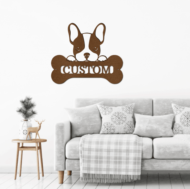French Bulldog Custom Name Metal Art Wall Sign - Mallard Moon Gift Shop