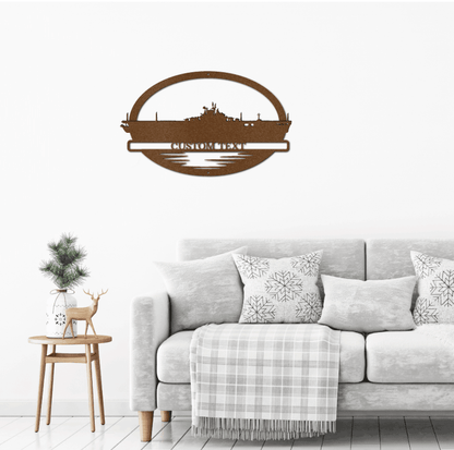 Navy Battleship USS Wasp Silhouette Custom Metal Art Wall Sign - Mallard Moon Gift Shop