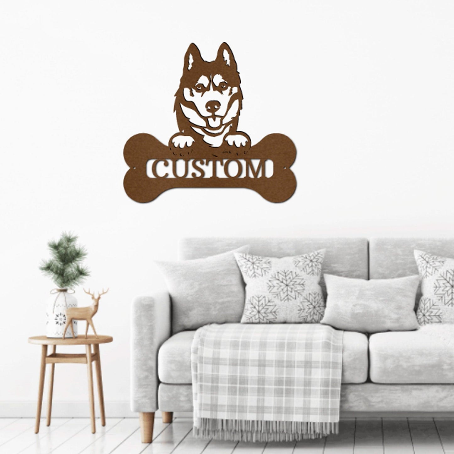 Siberian Husky Dog Custom Name Metal Art Wall Sign - Mallard Moon Gift Shop