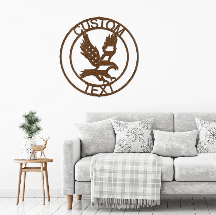 Eagle Personalized Patriotic Metal Art Wall Sign - Mallard Moon Gift Shop