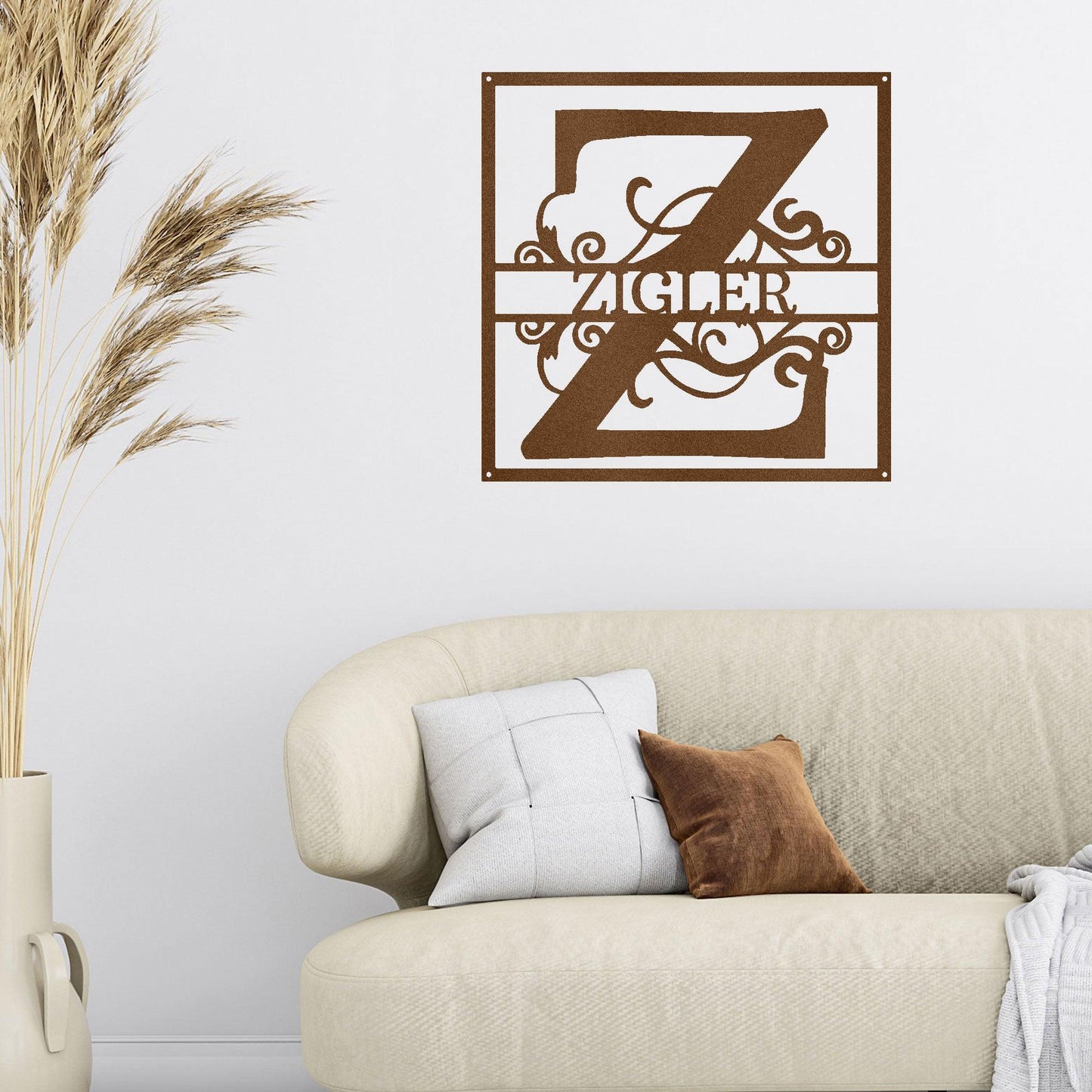 Personalized Split Square Custom Initial and Name Steel Wall Sign Metal Art - Mallard Moon Gift Shop