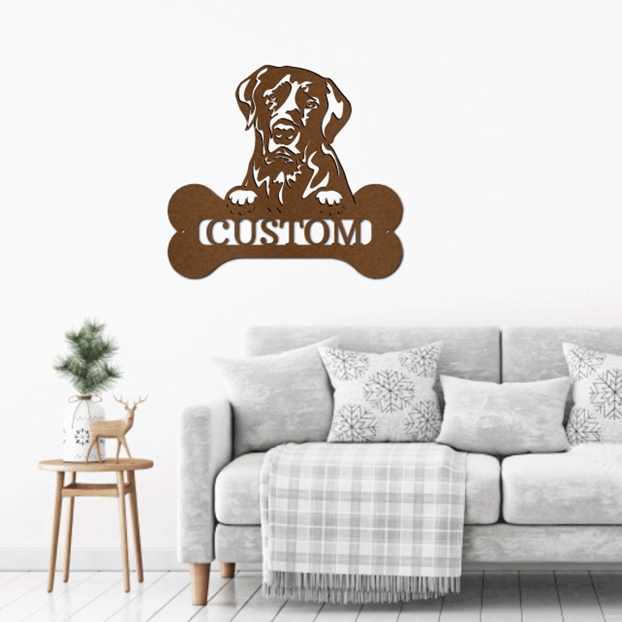 Labrador Retriever Dog Custom Name Metal Art Wall Sign - Mallard Moon Gift Shop