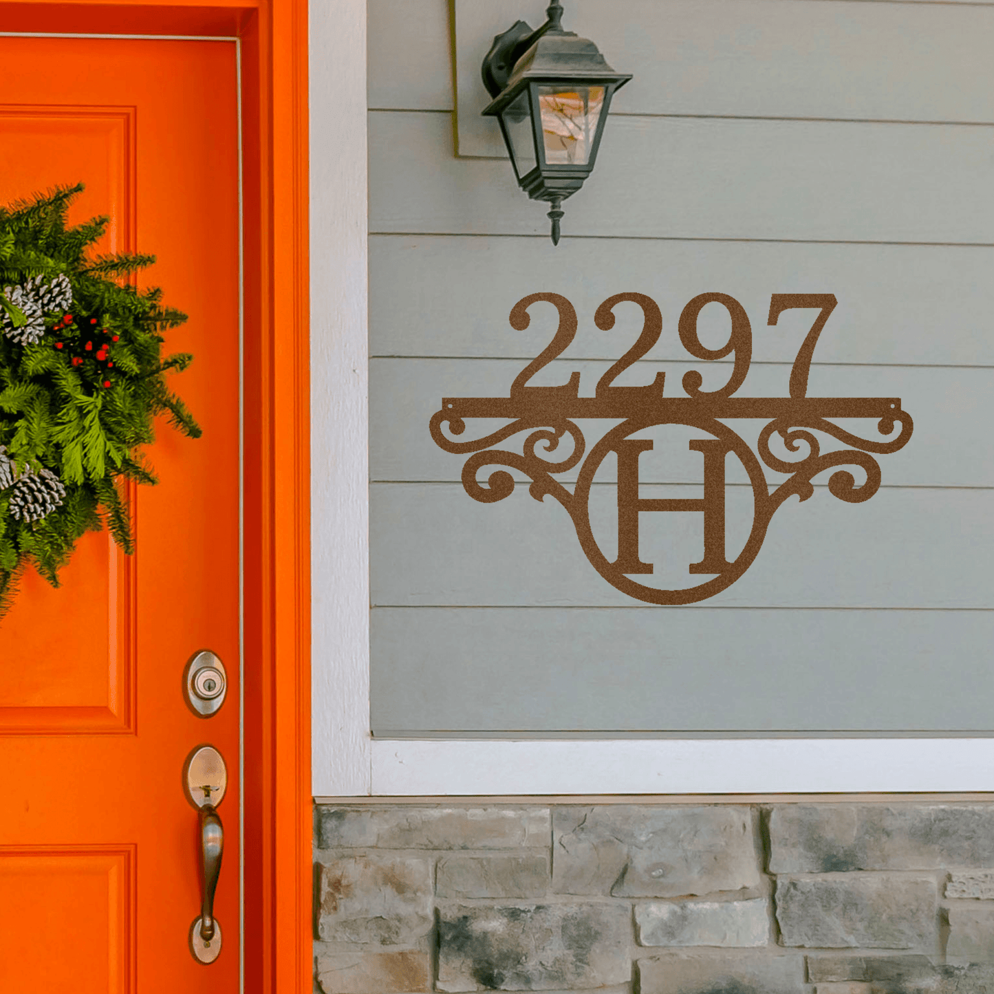 Initial Address Monogram Personalized Indoor Outdoor Steel Wall Sign Art - Mallard Moon Gift Shop