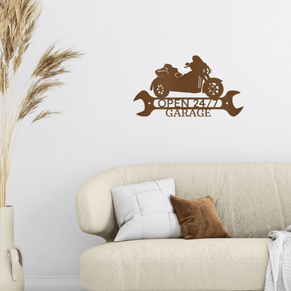 Trike Motorcycle Shop Custom Monogram Metal Art Wall Sign - Mallard Moon Gift Shop