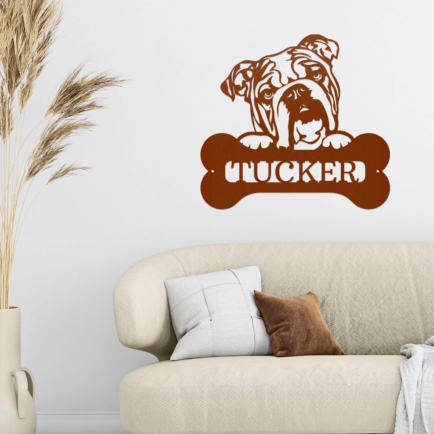 Bulldog Custom Name Metal Art Wall Sign - Mallard Moon Gift Shop