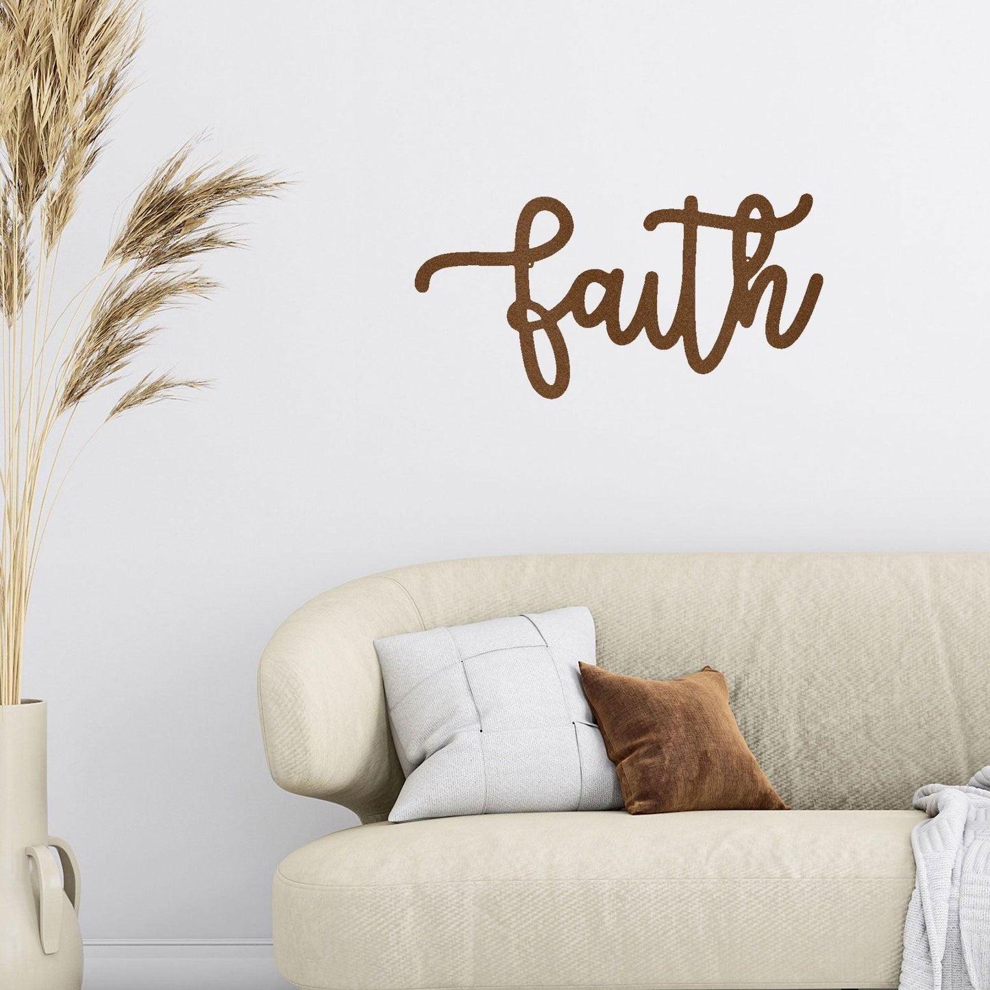 Faith Script Indoor Outdoor Steel Wall Sign - Mallard Moon Gift Shop