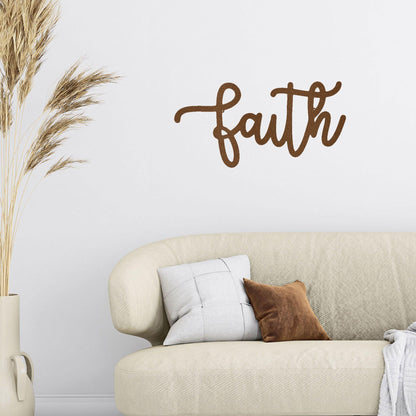 Faith Script Indoor Outdoor Steel Wall Sign - Mallard Moon Gift Shop