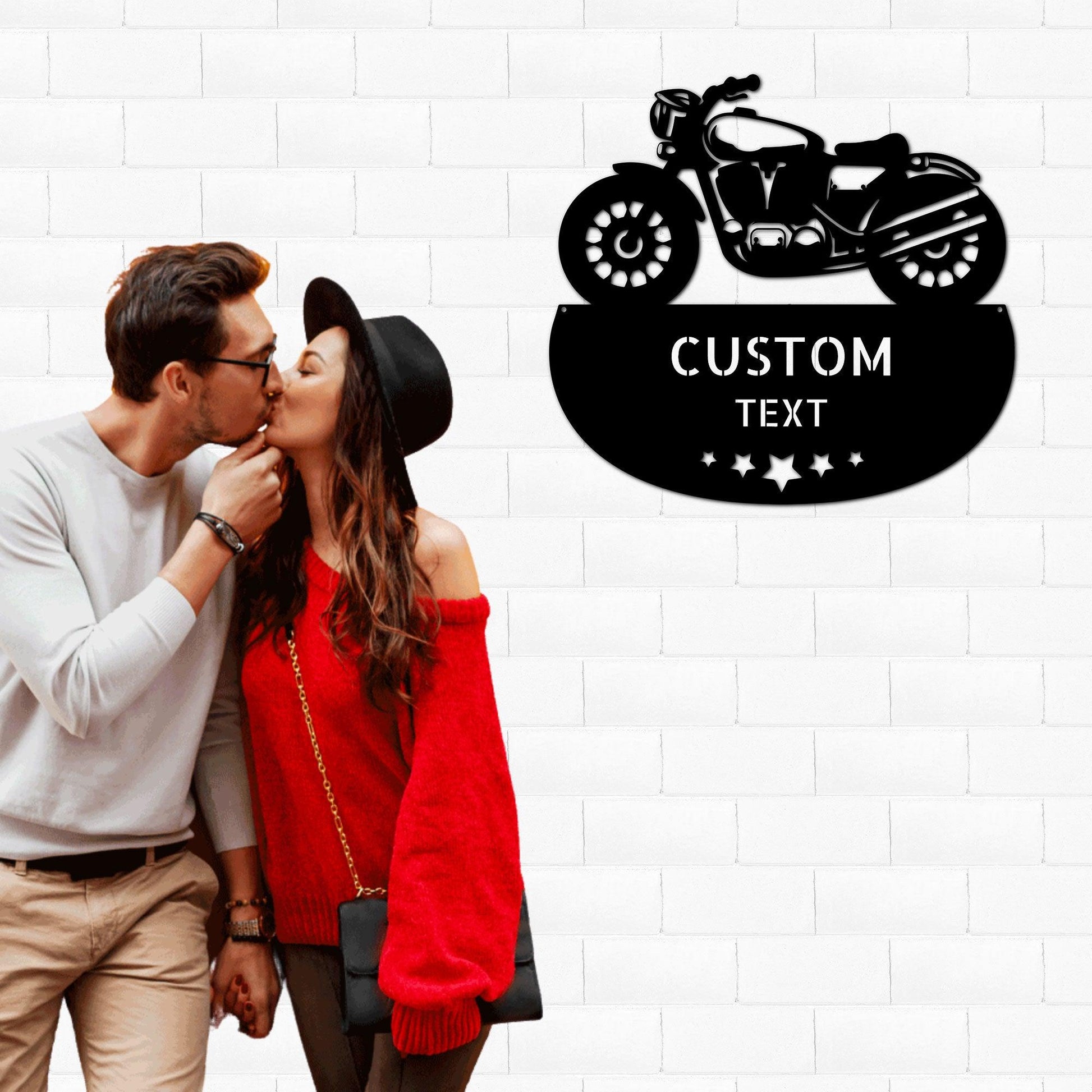 Motorcycle Personalized Name Indoor Outdoor Steel Wall Art - Mallard Moon Gift Shop