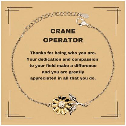 Crane Operator Sunflower Bracelet - Thanks for being who you are - Birthday Christmas Jewelry Gifts Coworkers Colleague Boss - Mallard Moon Gift Shop