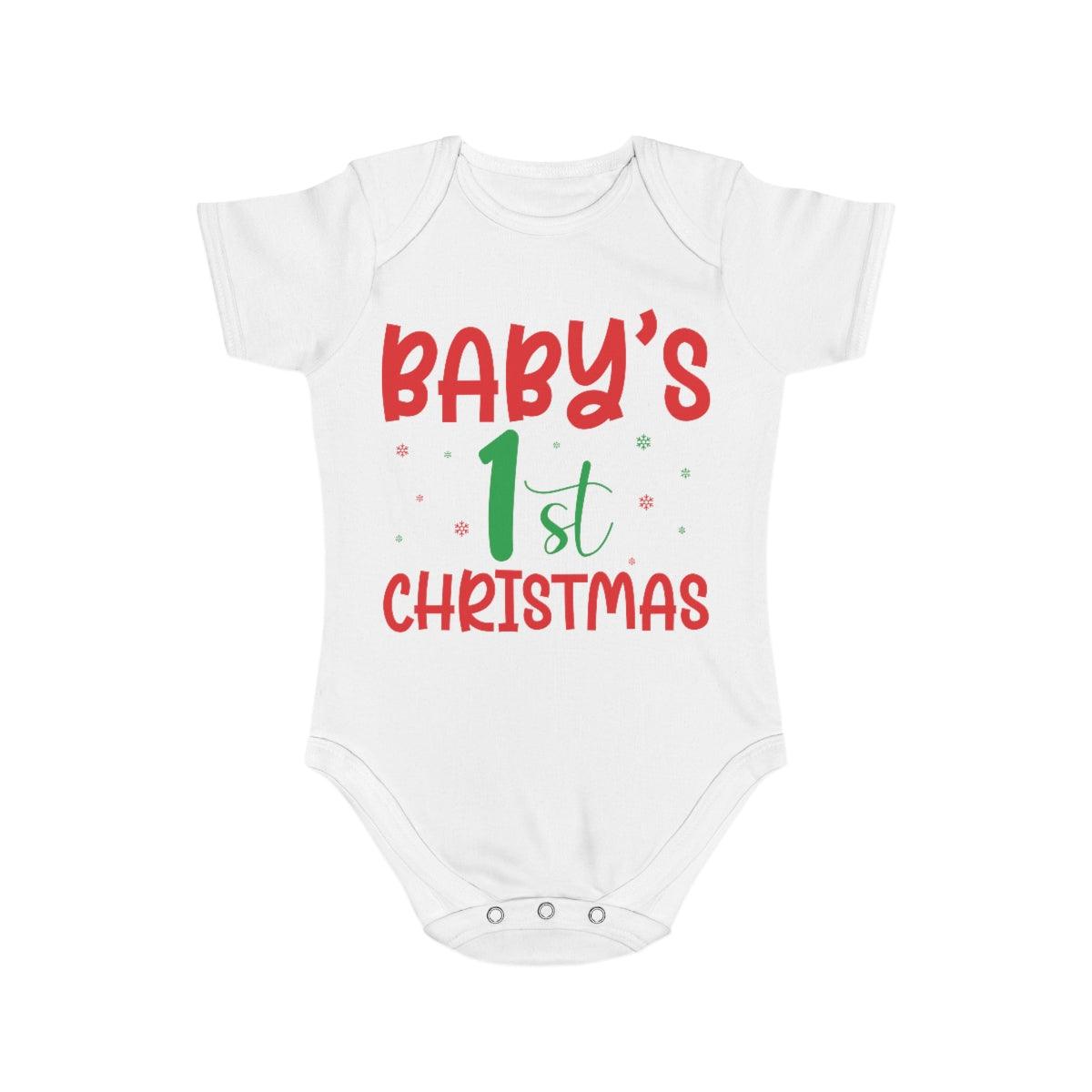 Baby's 1st Christmas Short Sleeve Baby Bodysuit - Mallard Moon Gift Shop