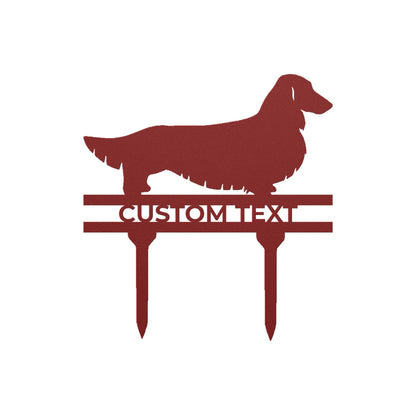 Dachshund Long Haired Custom Address, Name Metal Yard Sign - Mallard Moon Gift Shop