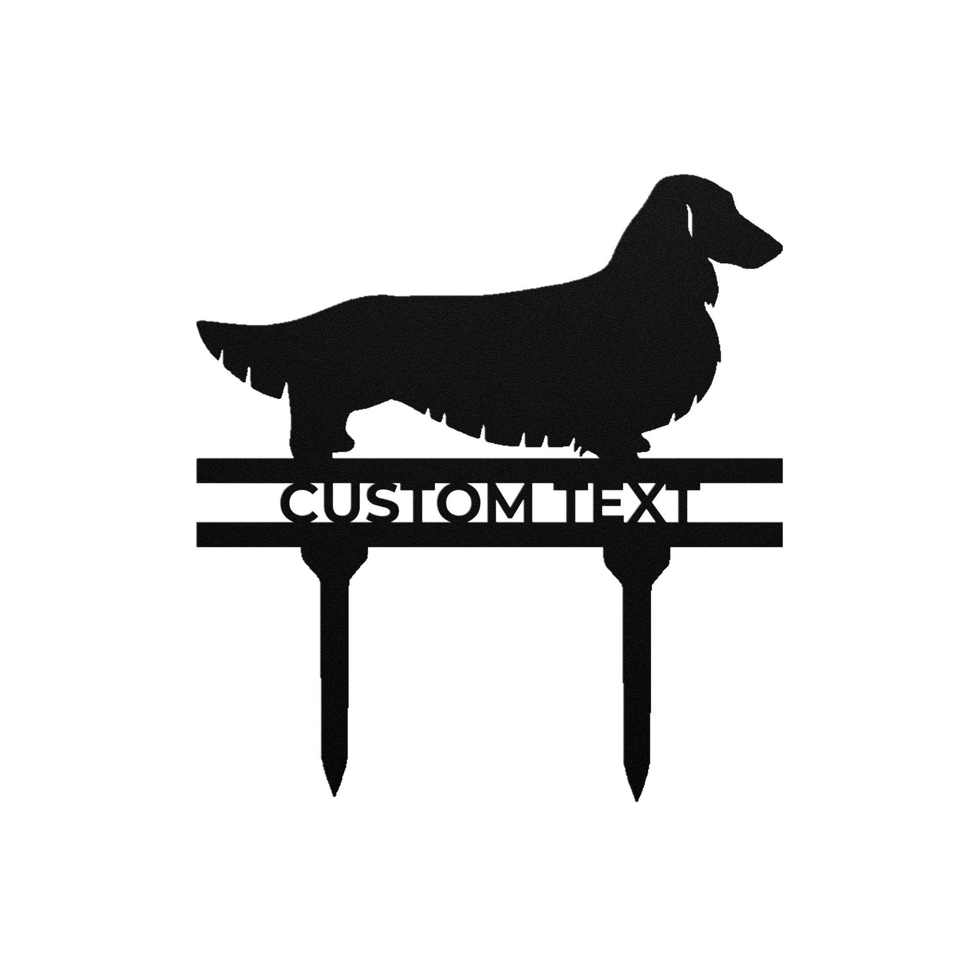 Dachshund Long Haired Custom Address, Name Metal Yard Sign - Mallard Moon Gift Shop
